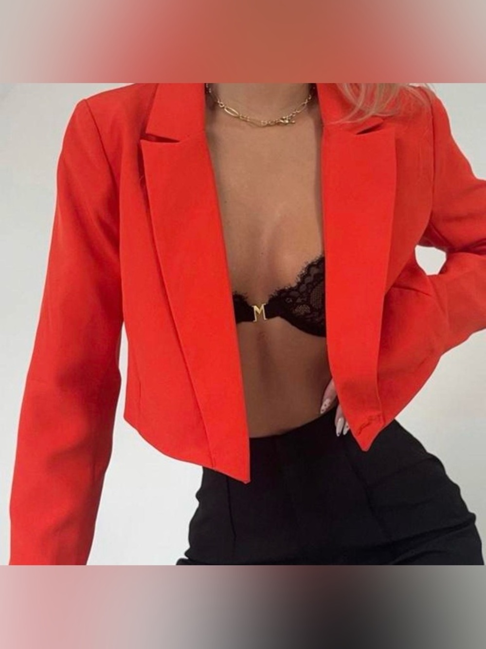Missguided Cropped Red Blazer Jacket